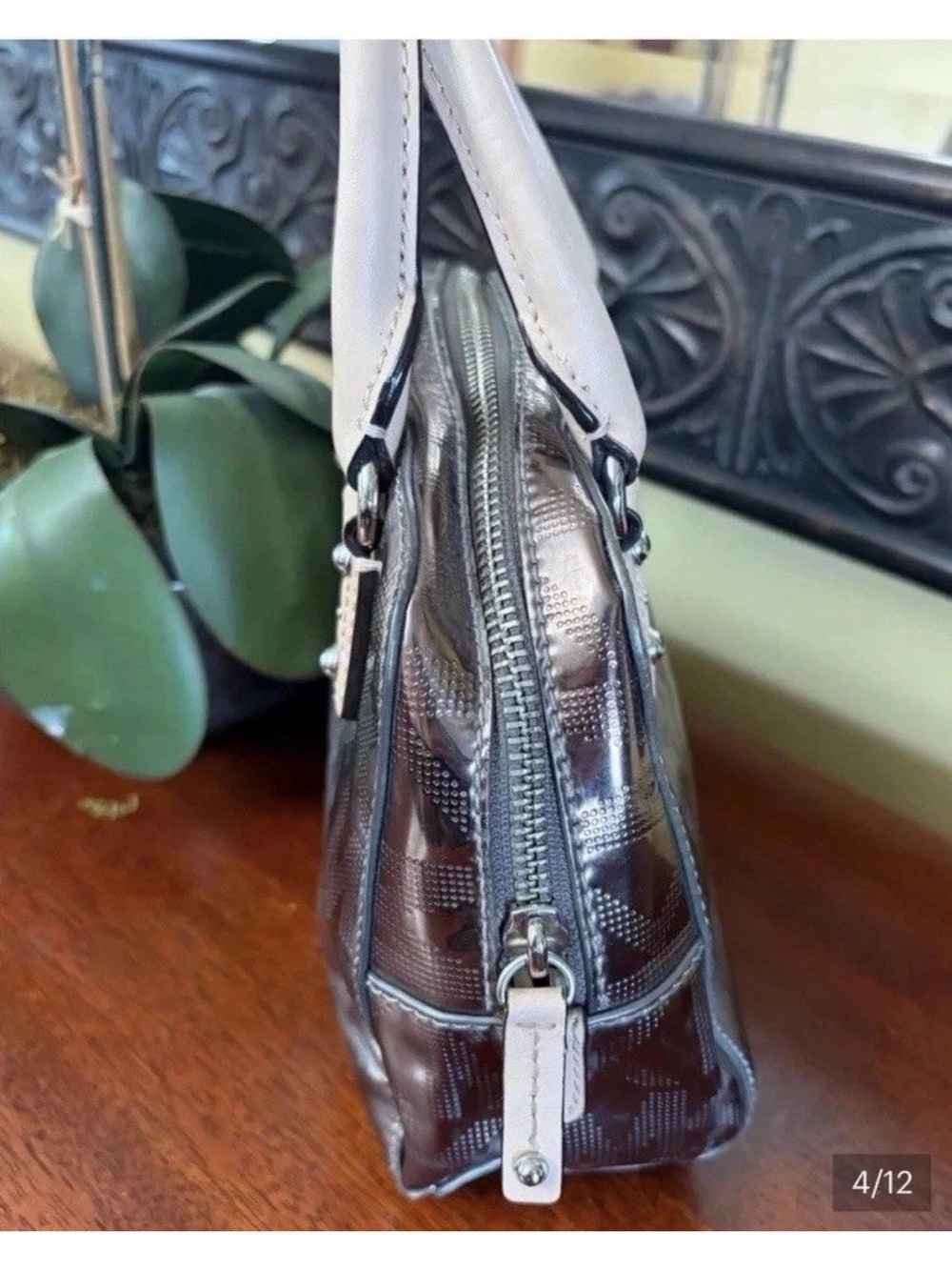 Michael Kors Metallic Silver Mini
Satchel w/Monogram MK Charm - Picture 4 of 10